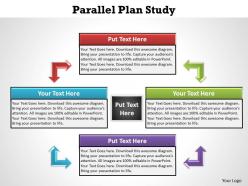 Parallel plan study 4 stages with textboxes and center powerpoint diagram templates graphics 712