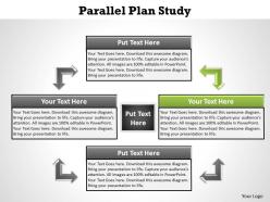 Parallel plan study 4 stages with textboxes and center powerpoint diagram templates graphics 712