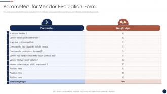 Parameters For Vendor Evaluation Form