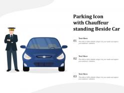 Parking icon with chauffeur standing beside car