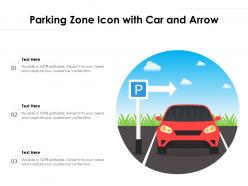 Parking zone icon with car and arrow