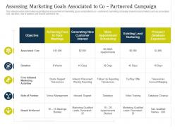 Partner managed marketing campaign assessing marketing goals associated to co partnered campaign