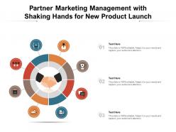 Partner marketing management with shaking hands for new product launch