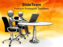 Partners sitting in conference with laptops powerpoint templates ppt themes and graphics 0113