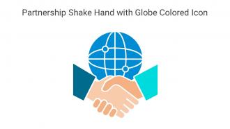 Partnership Shake Hand With Globe Colored Icon In Powerpoint Pptx Png And Editable Eps Format