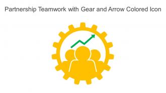 Partnership Teamwork With Gear And Arrow Colored Icon In Powerpoint Pptx Png And Editable Eps Format