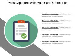 Pass clipboard with paper and green tick