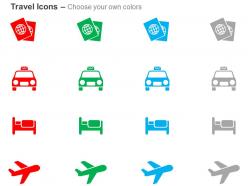 Passport restroom taxi aeroplane ppt icons graphics