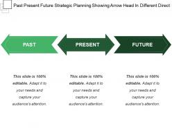 Past present future strategic planning showing arrow head in different direct