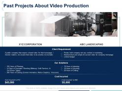 Past projects about video production cost incurred ppt presentation slides skills