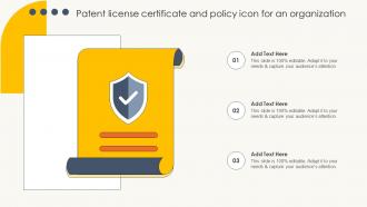 Patent License Certificate And Policy Icon For An Organization