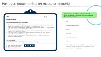 Pathogen Decontamination Measures Checklist Business Transformation Guidelines