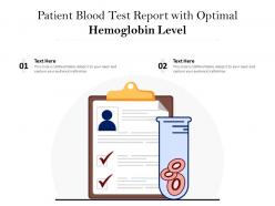 Patient blood test report with optimal hemoglobin level