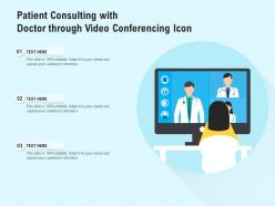 Patient consulting with doctor through video conferencing icon