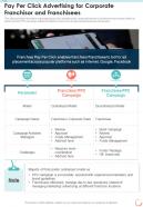 Pay Per Click Advertising For Corporate Franchisor And Franchisees One Pager Sample Example Document
