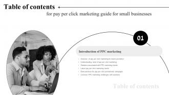 Pay Per Click Marketing Guide For Small Businesses Tables Of Contents MKT SS V