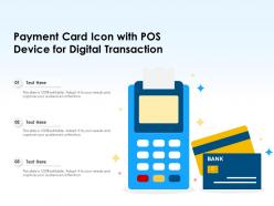 Payment card icon with pos device for digital transaction