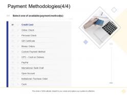 Payment methodologies online check digital business management ppt diagrams