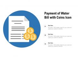 Payment of water bill with coins icon