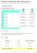 Payment Schedule For Debt Settlement One Pager Sample Example Document