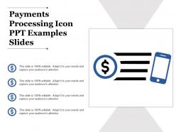 Payments processing icon ppt examples slides
