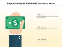 Payout money in hand with currency notes