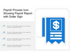 Payroll process icon showing payroll report with dollar sign