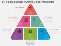 Pb six staged business pyramid option infographics flat powerpoint design