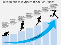 Pd business man with crawl walk and run position flat powerpoint design