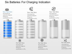 Pe six batteries for charging indication powerpoint template