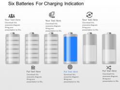 Pe six batteries for charging indication powerpoint template