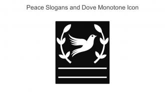 Peace Slogans And Dove Monotone Icon In Powerpoint Pptx Png And Editable Eps Format
