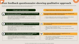 Peer Feedback Questionnaire Showing Qualitative Approach