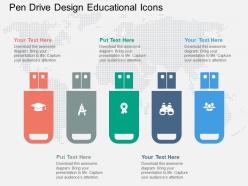 Pen drive design educational icons flat powerpoint design