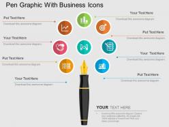 Pen graphic with business icons flat powerpoint design