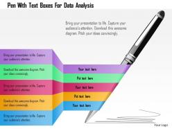 Pen with text boxes for data analysis powerpoint template