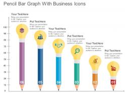 Pencil bar graph with business icons flat powerpoint design