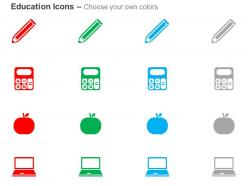 Pencil calculator apple laptop ppt icons graphics