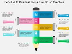 Pencil with business icons five brush graphics flat powerpoint design