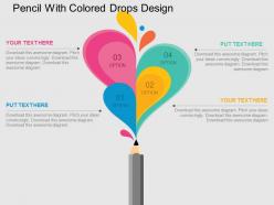 Pencil with colored drops design flat powerpoint design