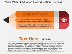 Pencil with graduation hat education success flat powerpoint design