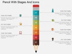 Pencil with stages and icons flat powerpoint design