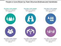 People in icons shown by team structure briefcase and handshake