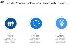 People Process System Icon Shown With Human Arrows And Bulb Gear Image