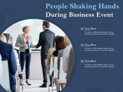 People shaking hands during business event