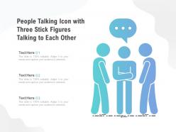People talking icon with three stick figures talking to each other