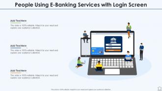 People using e banking services with login screen