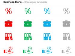 Percentage briefcase files save money concept ppt icons graphics