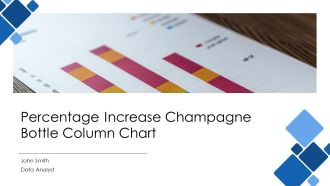 Percentage Increase Champagne Bottle Column Chart PPT Template AT