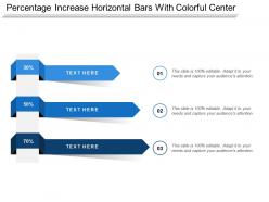 Percentage increase horizontal bars with colorful center